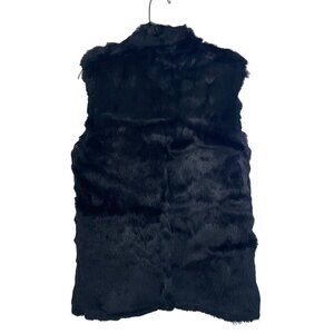 Hilary Radley Womens Vest Size Small Black Full Zip Rabbit Fur Casual
